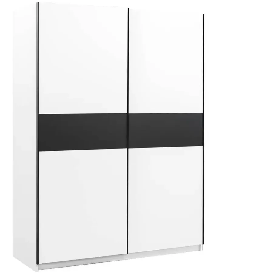 Leen Bakker Schuifdeurkast Genua - wit/antraciet - 204x150x60 cm