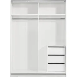 Leen Bakker Schuifdeurkast Genua - wit/antraciet - 204x150x60 cm