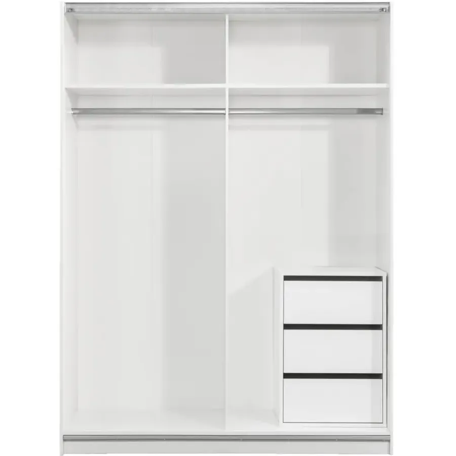 Leen Bakker Schuifdeurkast Genua - wit/antraciet - 204x150x60 cm