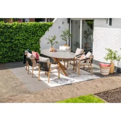 Tuintafels-Garden Impressions Scotland tafel - 230x115 cm - light teaklook - Centostone Napoli sand