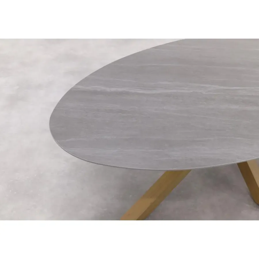 Tuintafels-Garden Impressions Scotland tafel - 230x115 cm - light teaklook - Centostone Napoli sand