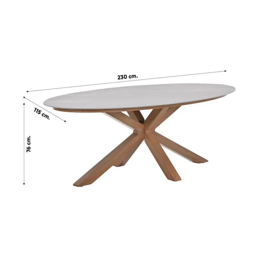 Tuintafels-Garden Impressions Scotland tafel - 230x115 cm - light teaklook - Centostone Napoli sand