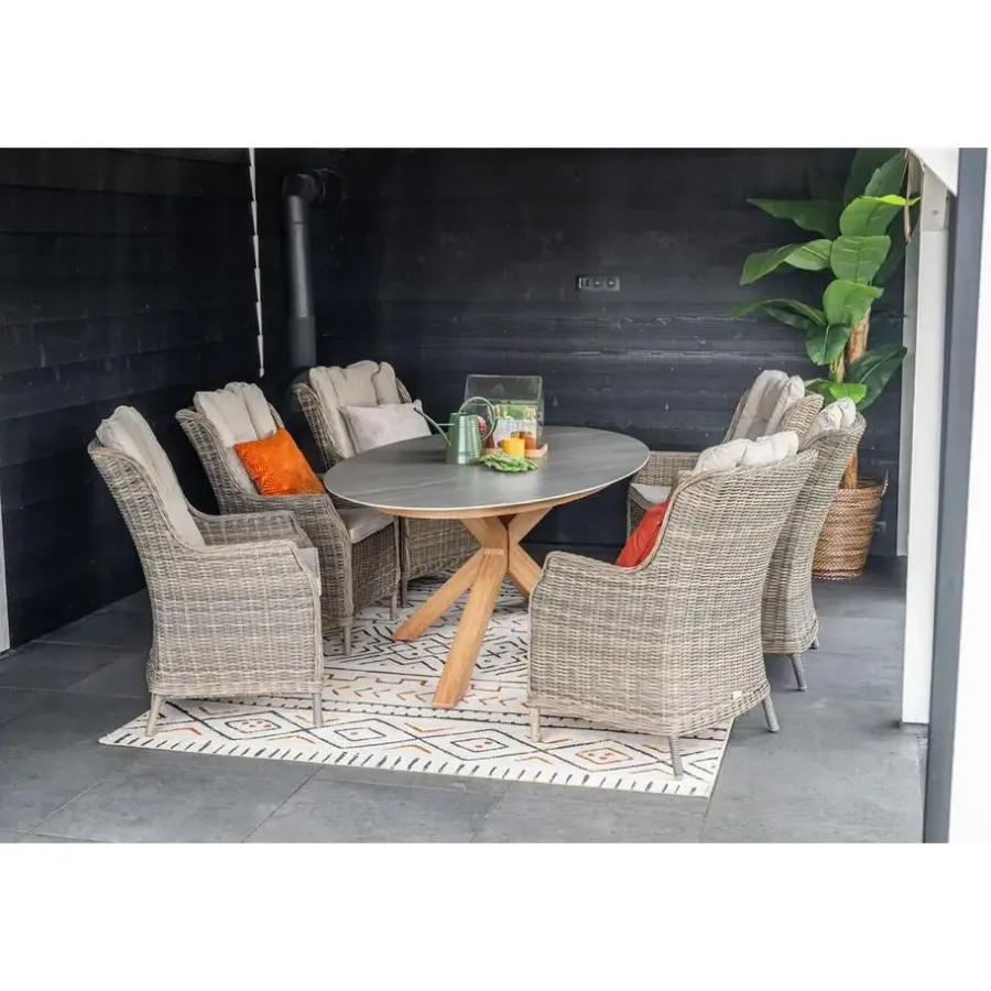 Tuintafels-Garden Impressions Scotland tafel - 230x115 cm - light teaklook - Centostone Napoli sand