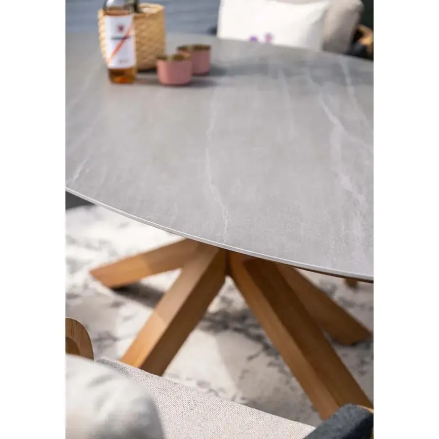 Tuintafels-Garden Impressions Scotland tafel - 230x115 cm - light teaklook - Centostone Napoli sand