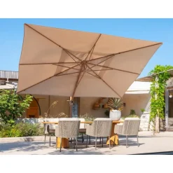 Parasols-4-Seasons Outdoor 4-Seasons Hacienda zweefparasol 300 x 400 cm. - Woodlook/Sand