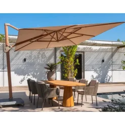 Parasols-4-Seasons Outdoor 4-Seasons Hacienda zweefparasol 300 x 400 cm. - Woodlook/Sand