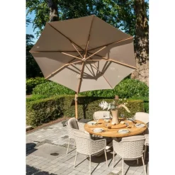 Parasols-4-Seasons Outdoor 4-Seasons Siesta Premium - zweefparasol 350 cm. - Woodlook/Sand
