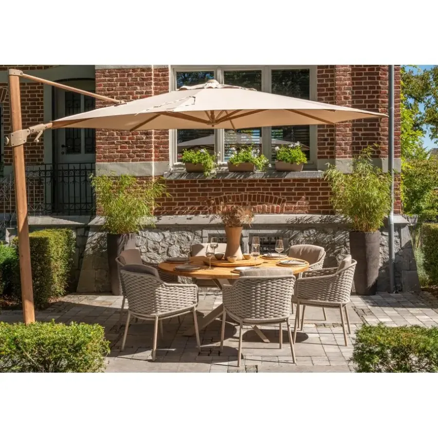 Parasols-4-Seasons Outdoor 4-Seasons Siesta Premium - zweefparasol 350 cm. - Woodlook/Sand