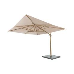 Parasols-4-Seasons Outdoor 4-Seasons zweefparasol Hacienda 300 x 400 - Woodlook/Sand met voet en hoes