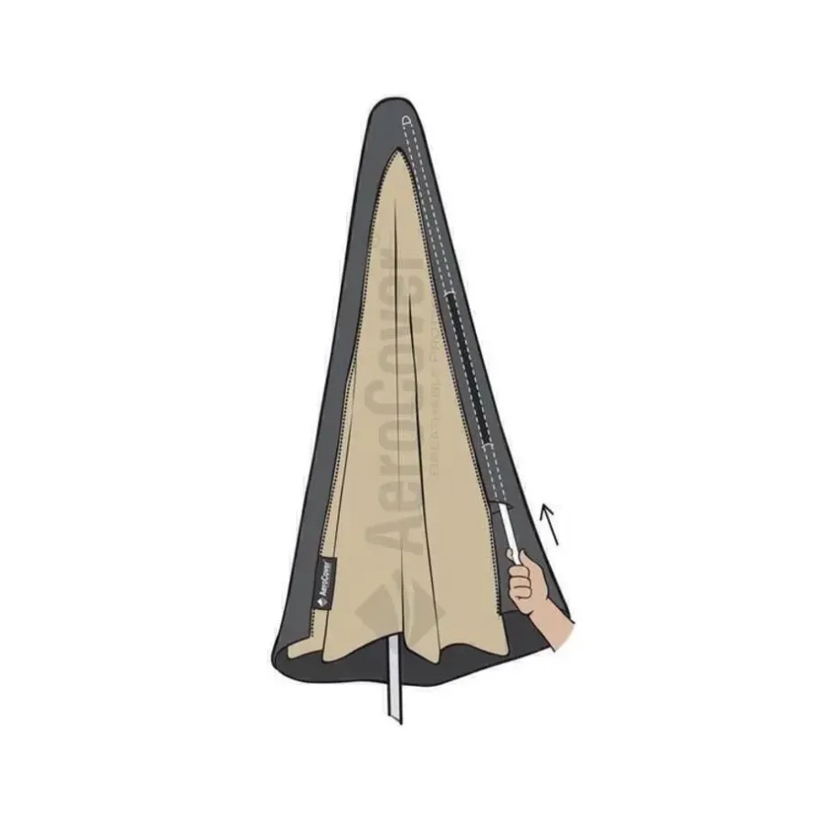 Parasols-4-Seasons Outdoor 4-Seasons zweefparasol Hacienda 300 x 400 - Woodlook/Sand met voet en hoes