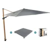 Parasols-4-Seasons Outdoor 4-Seasons zweefparasol Siesta Premium 3x3 m. - woodlook/charcoal + voet en hoes