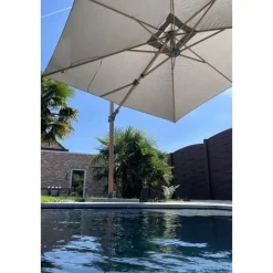 Parasols-4-Seasons Outdoor 4-Seasons zweefparasol Siesta Premium 3x3 m. - woodlook/charcoal + voet en hoes