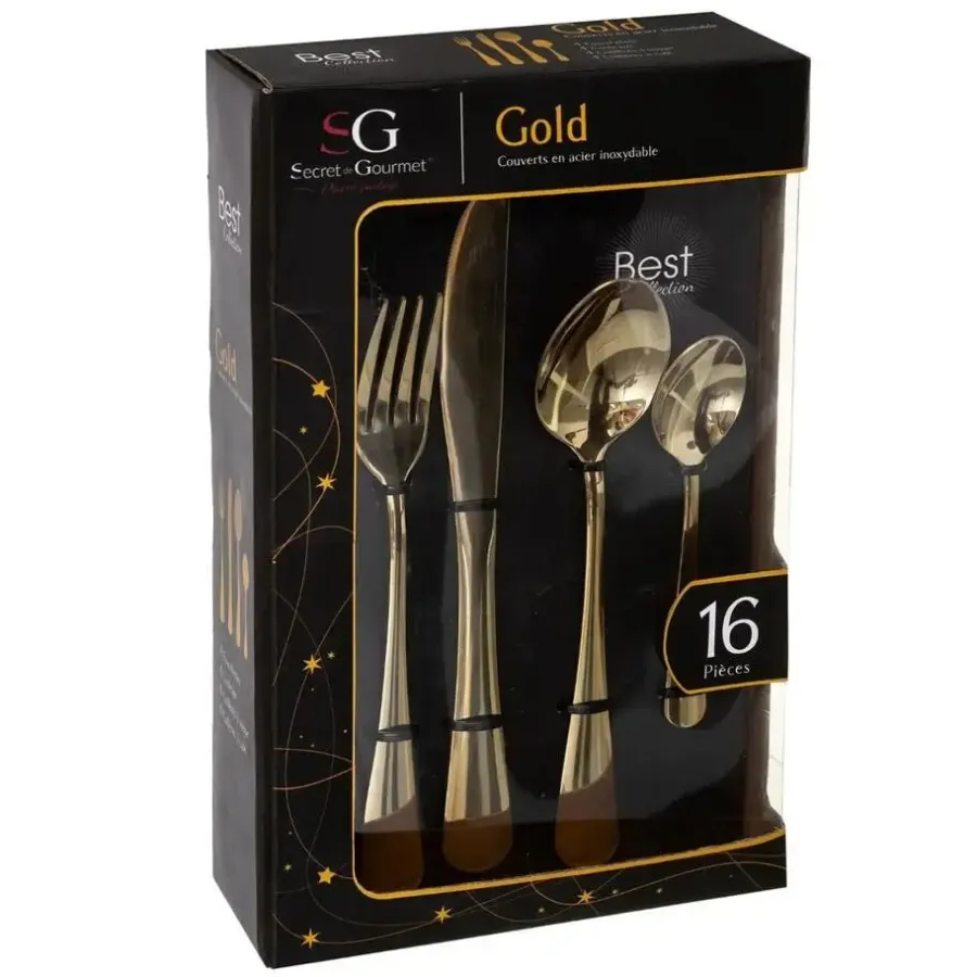 Secret de Gourmet Bestekset - 16-delig - RVS - goud