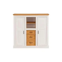 Buffetkasten-Loft24 Selma - Dressoir met 2 deuren en 3 laden in wit gebeitst grenen