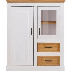 Buffetkasten-Loft24 Selma - Kast met 2 deuren en 2 laden in wit gebeitst dennenhout