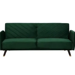 Slaapbanken|Slaapbanken-Beliani SENJA - Slaapbank 3-zits - Donkere houtkleur - Polyester