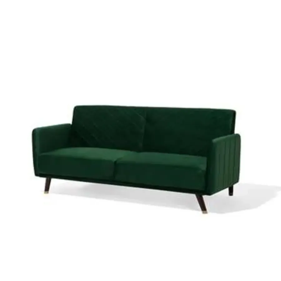 Slaapbanken|Slaapbanken-Beliani SENJA - Slaapbank 3-zits - Donkere houtkleur - Polyester