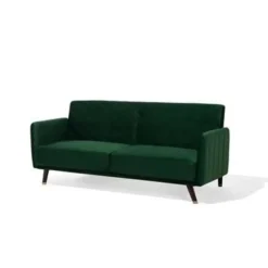 Slaapbanken|Slaapbanken-Beliani SENJA - Slaapbank 3-zits - Donkere houtkleur - Polyester
