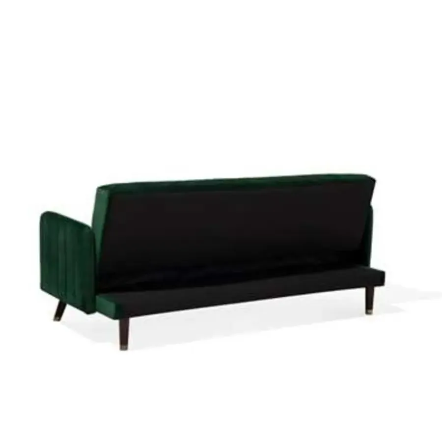 Slaapbanken|Slaapbanken-Beliani SENJA - Slaapbank 3-zits - Donkere houtkleur - Polyester