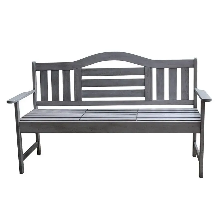 Tuinbanken-Sens-Line Nevada tuinbank met uitklapbaar tafeltje - Grijs - 150 cm - Meranti h