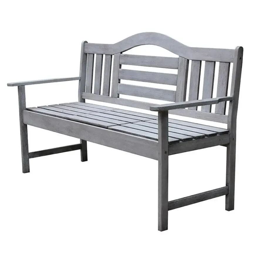 Tuinbanken-Sens-Line Nevada tuinbank met uitklapbaar tafeltje - Grijs - 150 cm - Meranti h