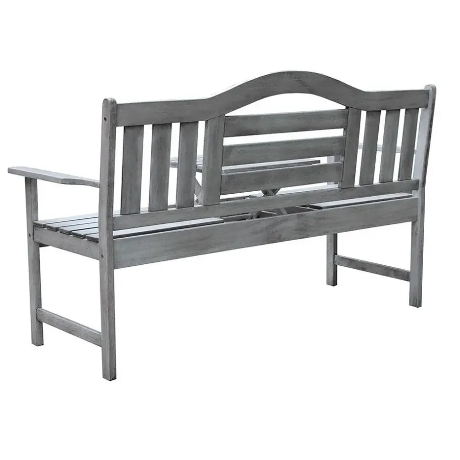 Tuinbanken-Sens-Line Nevada tuinbank met uitklapbaar tafeltje - Grijs - 150 cm - Meranti h