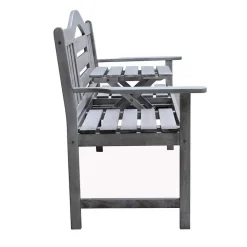 Tuinbanken-Sens-Line Nevada tuinbank met uitklapbaar tafeltje - Grijs - 150 cm - Meranti h