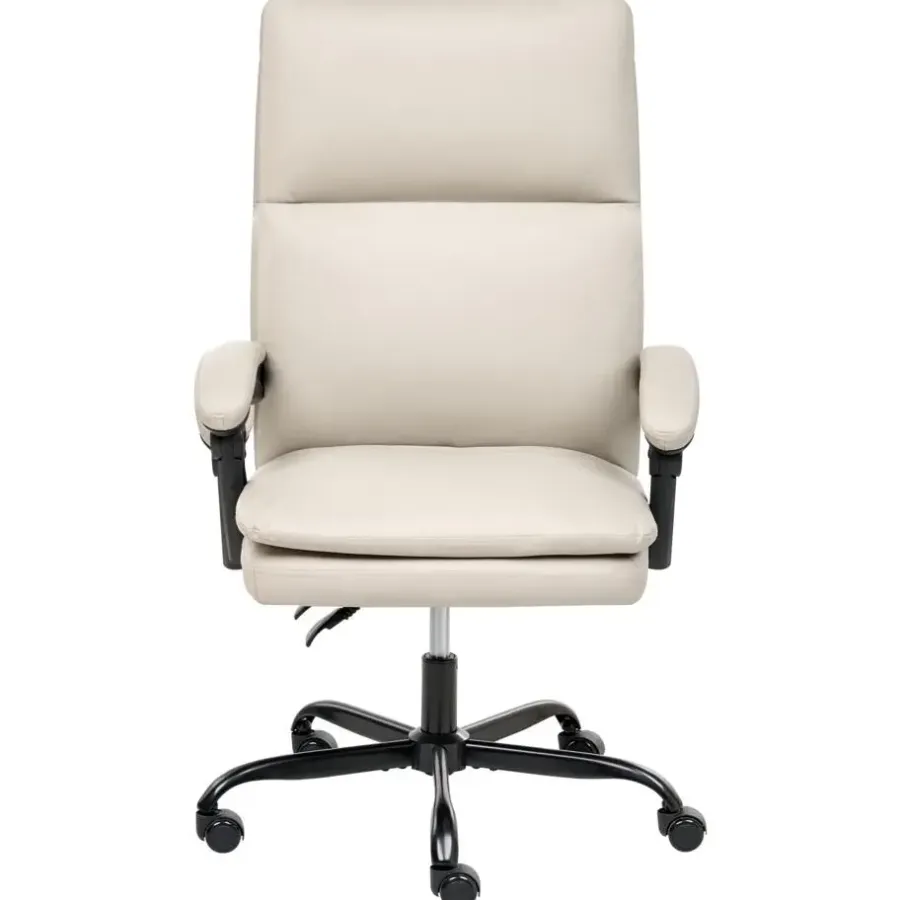 Leen Bakker SERENE - Bureaustoel - Lichtbeige - Kunstleer