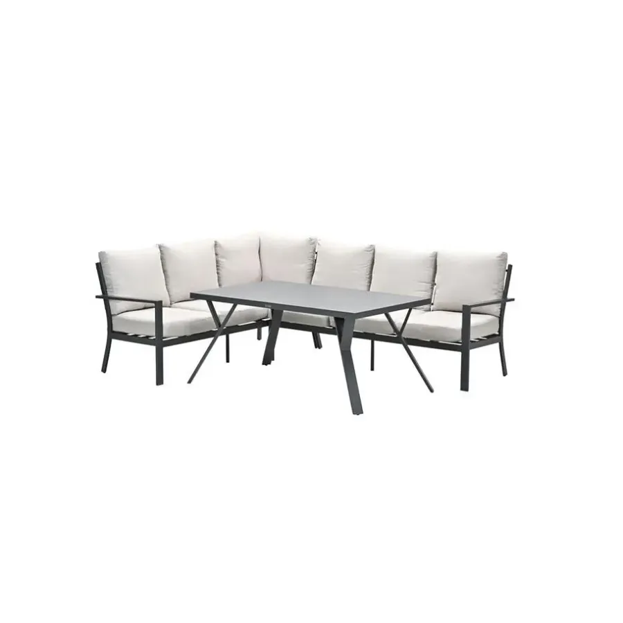 Loungesets-Garden Impressions Sergio lounge-diningset - 3-delig - links - carbon black - desert sand