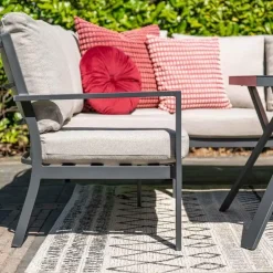 Loungesets-Garden Impressions Sergio lounge-diningset - 3-delig - links - carbon black - desert sand