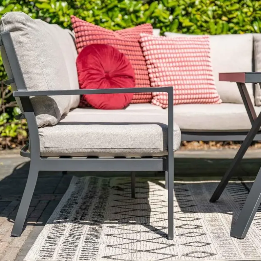 Loungesets-Garden Impressions Sergio lounge-diningset - 3-delig - links - carbon black - desert sand