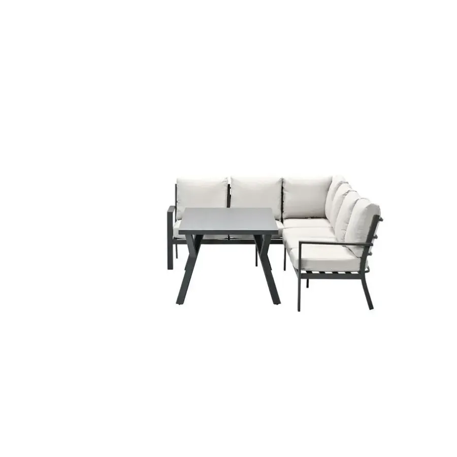 Loungesets-Garden Impressions Sergio lounge-diningset - 3-delig - links - carbon black - desert sand
