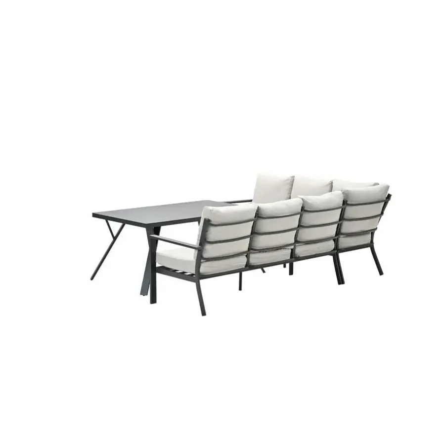 Loungesets-Garden Impressions Sergio lounge-diningset - 3-delig - links - carbon black - desert sand