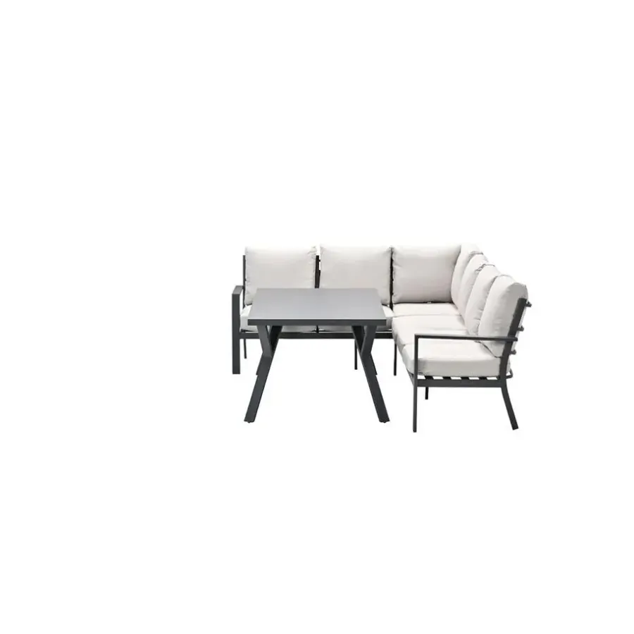 Loungesets-Garden Impressions Sergio lounge-diningset - 3-delig - links - carbon black - desert sand