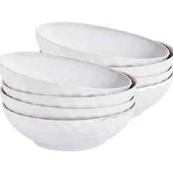 Serviessets-Leen Bakker SESAME - Diepe borden set van 8 - Lichtgrijs - Steengoed