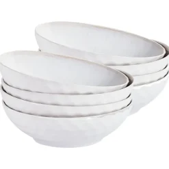 Serviessets-Leen Bakker SESAME - Diepe borden set van 8 - Lichtgrijs - Steengoed