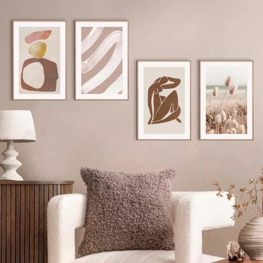 Reinders Set poster met lijst - Aards & Abstract