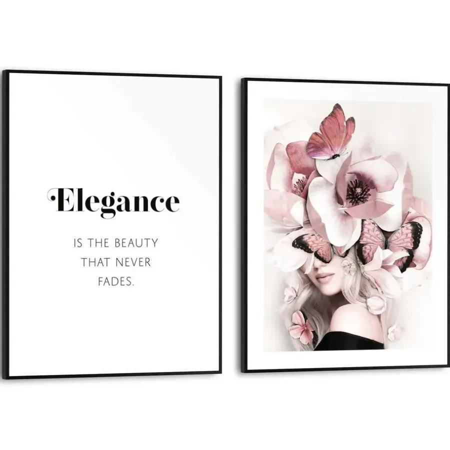 Reinders Set poster met lijst - Elegante Bloemenvrouw