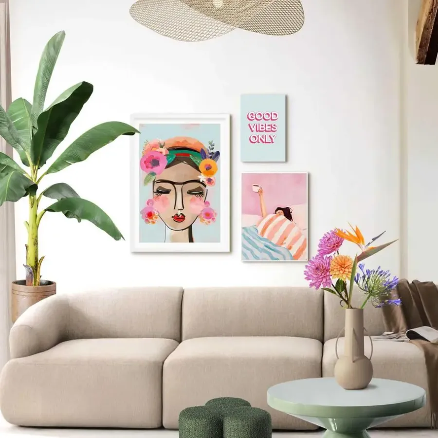 Posters-Reinders Set poster met lijst - Pastel sfeer