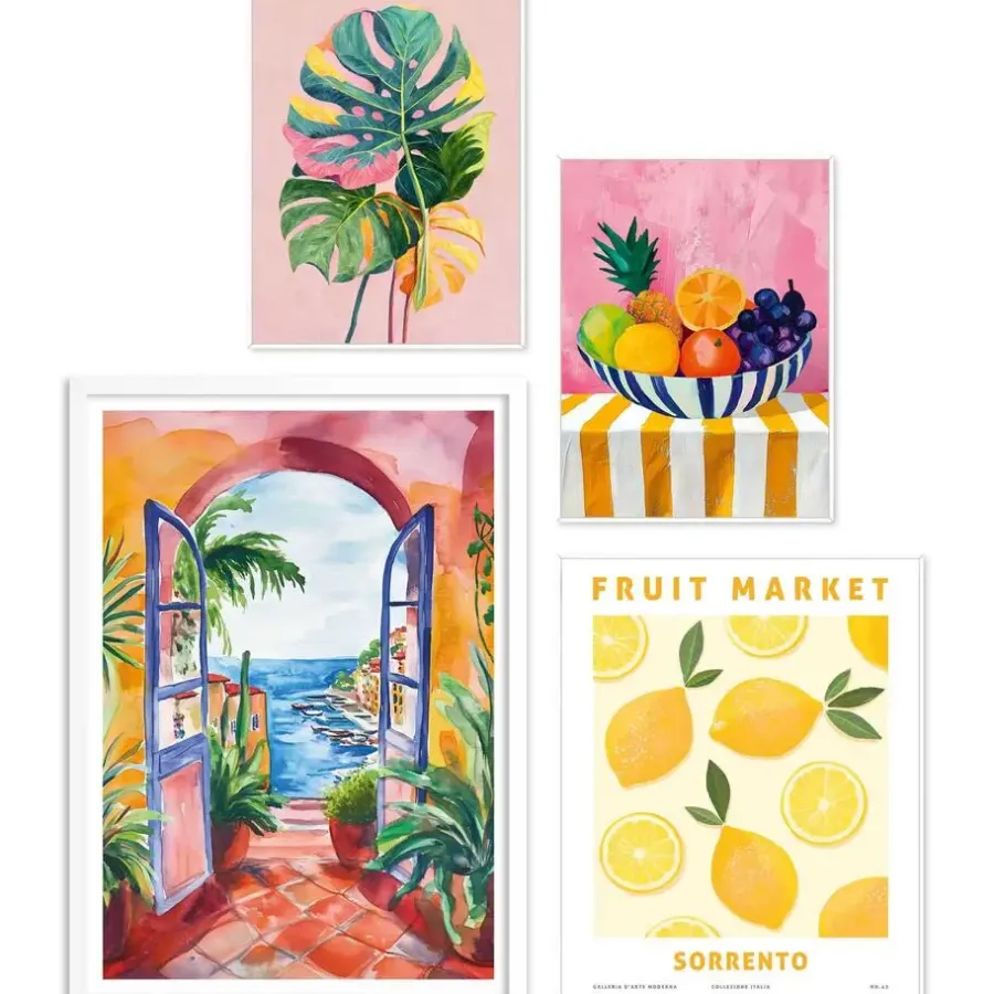 Posters-Reinders Set poster met lijst - Zomer in huis