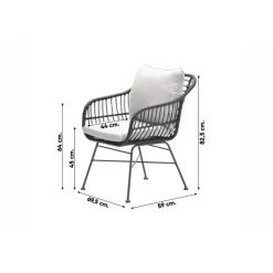 Tuinstoelen-Garden Impressions Set van 4 - Margriet tuinstoel - Zwart/Zand