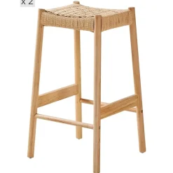 Nordlys Set van 2 Barkrukken Massief Hout Scandinavisch