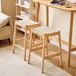 Nordlys Set van 2 Barkrukken Massief Hout Scandinavisch