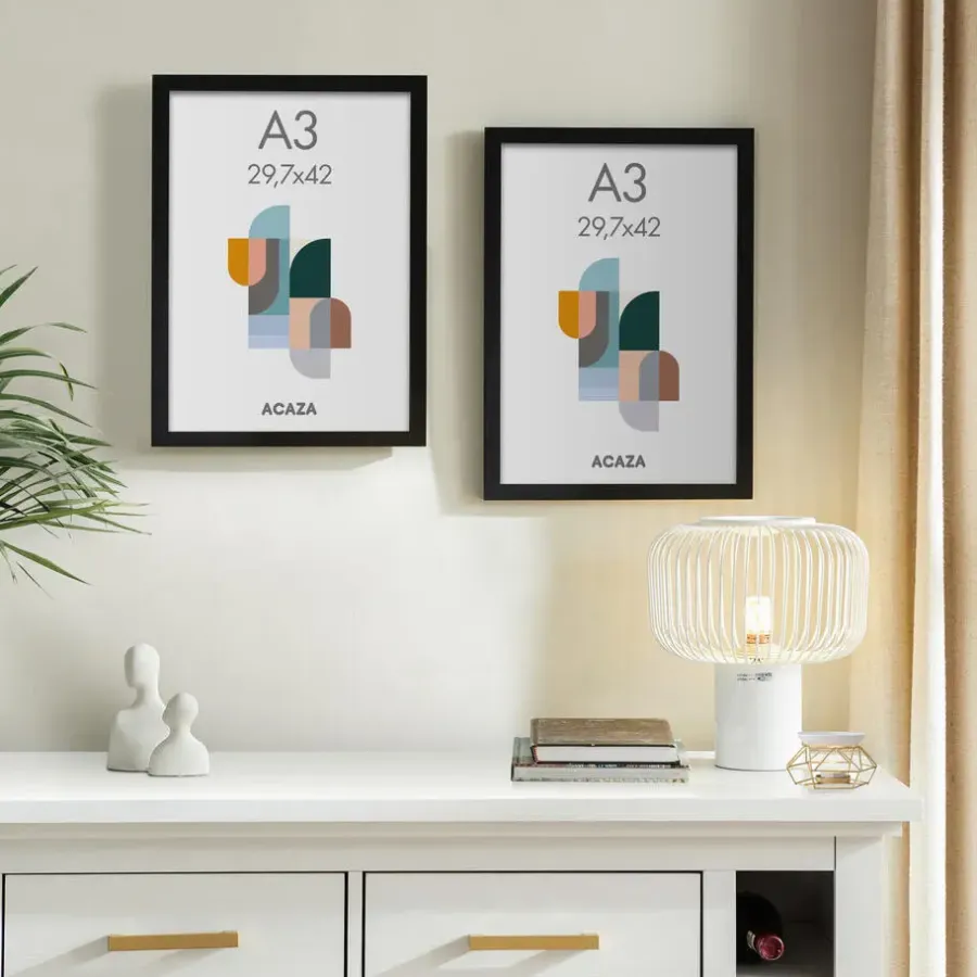 Fotolijsten-Merkloos Set van 2 Fotokaders - A3 formaat - Foto Lijsten in MDF Hout - Zwart