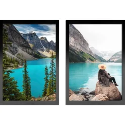 Fotolijsten-Merkloos Set van 2 Fotokaders - A3 formaat - Foto Lijsten in MDF Hout - Zwart