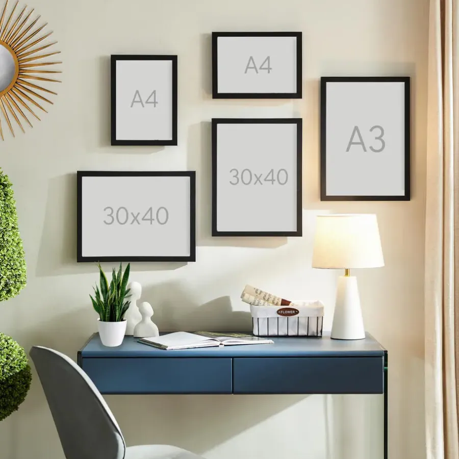 Fotolijsten-Merkloos Set van 2 Fotokaders - A3 formaat - Foto Lijsten in MDF Hout - Zwart
