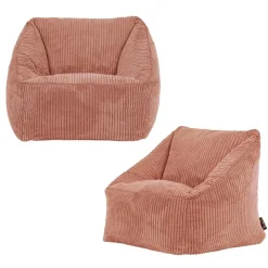 icon Set van 2 Kinderzitzakken Morgan - Corduroy Zitzak met Vulling - Oud roze