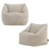 icon Set van 2 Kinderzitzakken Morgan - Corduroy Zitzak met Vulling - Beige