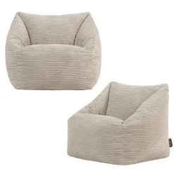 icon Set van 2 Kinderzitzakken Morgan - Corduroy Zitzak met Vulling - Beige