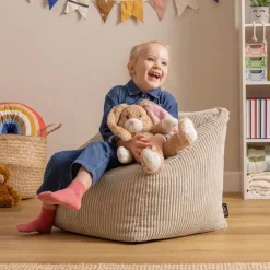 icon Set van 2 Kinderzitzakken Morgan - Corduroy Zitzak met Vulling - Beige